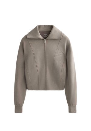 SOFT TOUCH HIGH-NECK DETAILS - Zip-up sweatshirt - mottled dark green