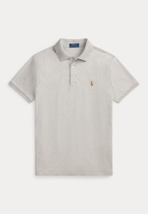Lichtgrijs Polo Ralph Lauren poloshirt met korte mouwen, kraag, twee knopen en een klein geborduurd logo op de linkerborst.