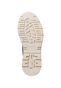 Semelle de chaussure noire avec une surface texturée, présentant un motif de crampons pour l'adhérence. Logo de la marque, "s.Oliver," en relief sur le talon. Taille 42.