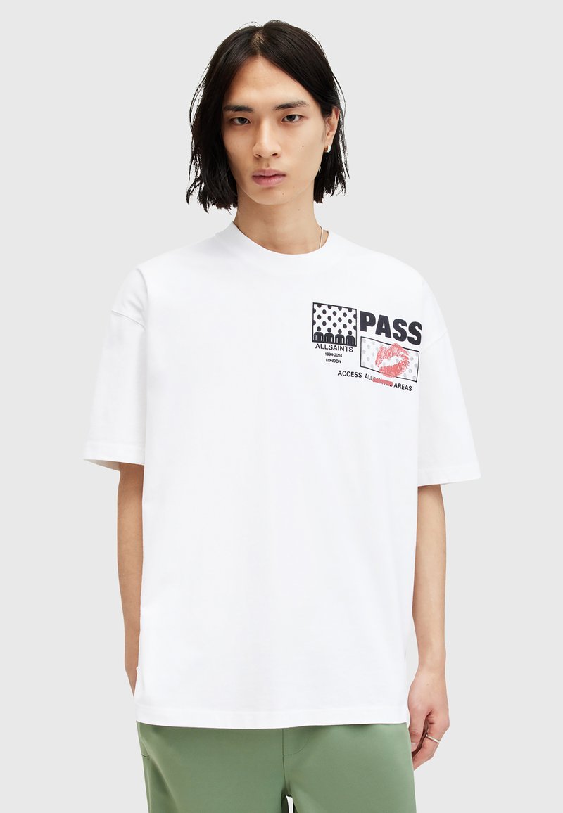 AllSaints PASS SS CREW - T-shirt med print - optic white