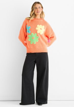 FLORAL CROCHET - Trui - orange