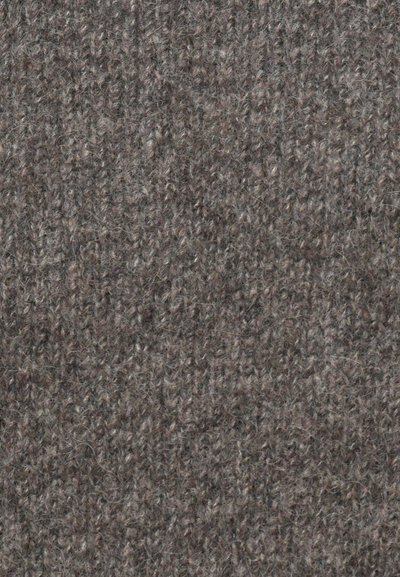 Textile fabric in dark gray with a textured pattern, made of wool or a wool blend, featuring a coarse and slightly fuzzy surface.