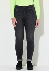 LAURASØN BAUCH WEG-POCKET SUPERSTRETCH - Vaqueros slim fit - dark gray denim