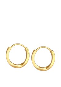 Boucles d'oreilles en or avec une finition polie, de forme ronde et un design subtil en torsion. Présentent une petite charnière pour la fermeture.