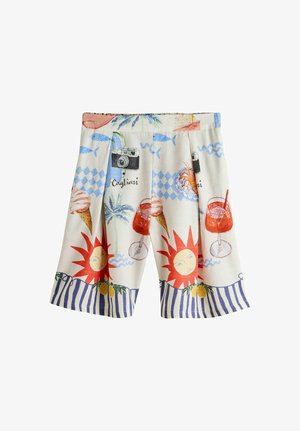 Next, REGULAR FIT - PLEAT FRONT BERMUDA SHORTS . - Short - cream red map print