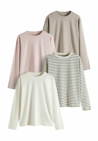 THE SET 4 PACK REGULAR FIT - Langarmshirt - taupe brown cream pink black cream stripe
