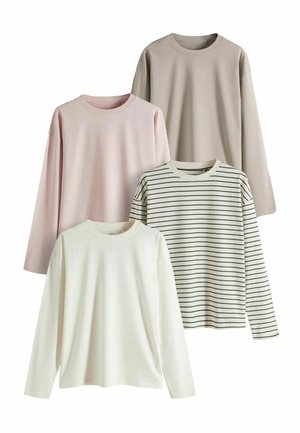 THE SET 4 PACK REGULAR FIT - Langarmshirt - taupe brown cream pink black cream stripe