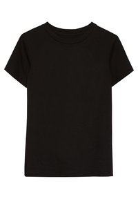 Sort kortærmet t-shirt, lavet af blød bomuld, med et klassisk crew neck design og en glat, udekoreret tekstur.