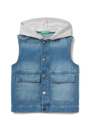 WITH FRONT PATCH POCKETS AND MELANGE HOODIE - Smanicato - blue denim