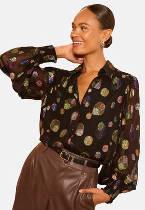 REGULAR FIT - PRINTED LONG SLEEVE  - Blúzka so zapínaním na gombíky - black metallic spot