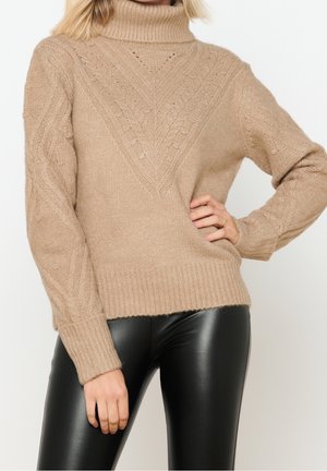 Stickad tröja - taupe