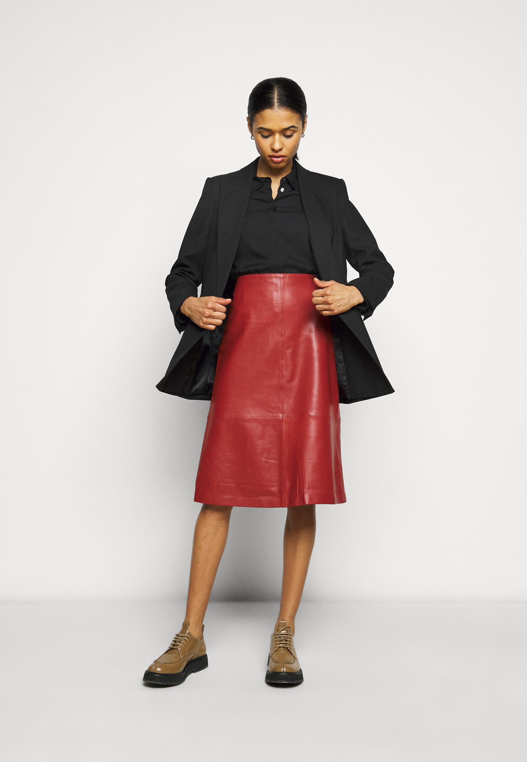 STUDIO ID FLORENCE MIDI SKIRT - Gonna di pelle - bruschetta/cognac -  Zalando.it