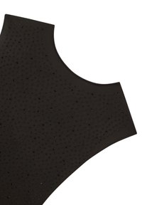Top senza maniche di colore nero realizzato in materiale testurizzato, caratterizzato da un motivo di piccoli accenti lucidi distribuiti uniformemente sulla superficie.