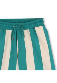 Φόρμες με ριγέ μοτίβο σε τιρκουάζ και κρεμ, με ελαστική ζώνη μέσης και ρυθμιζόμενο κορδόνι. Λείο ύφασμα με απαλή υφή.