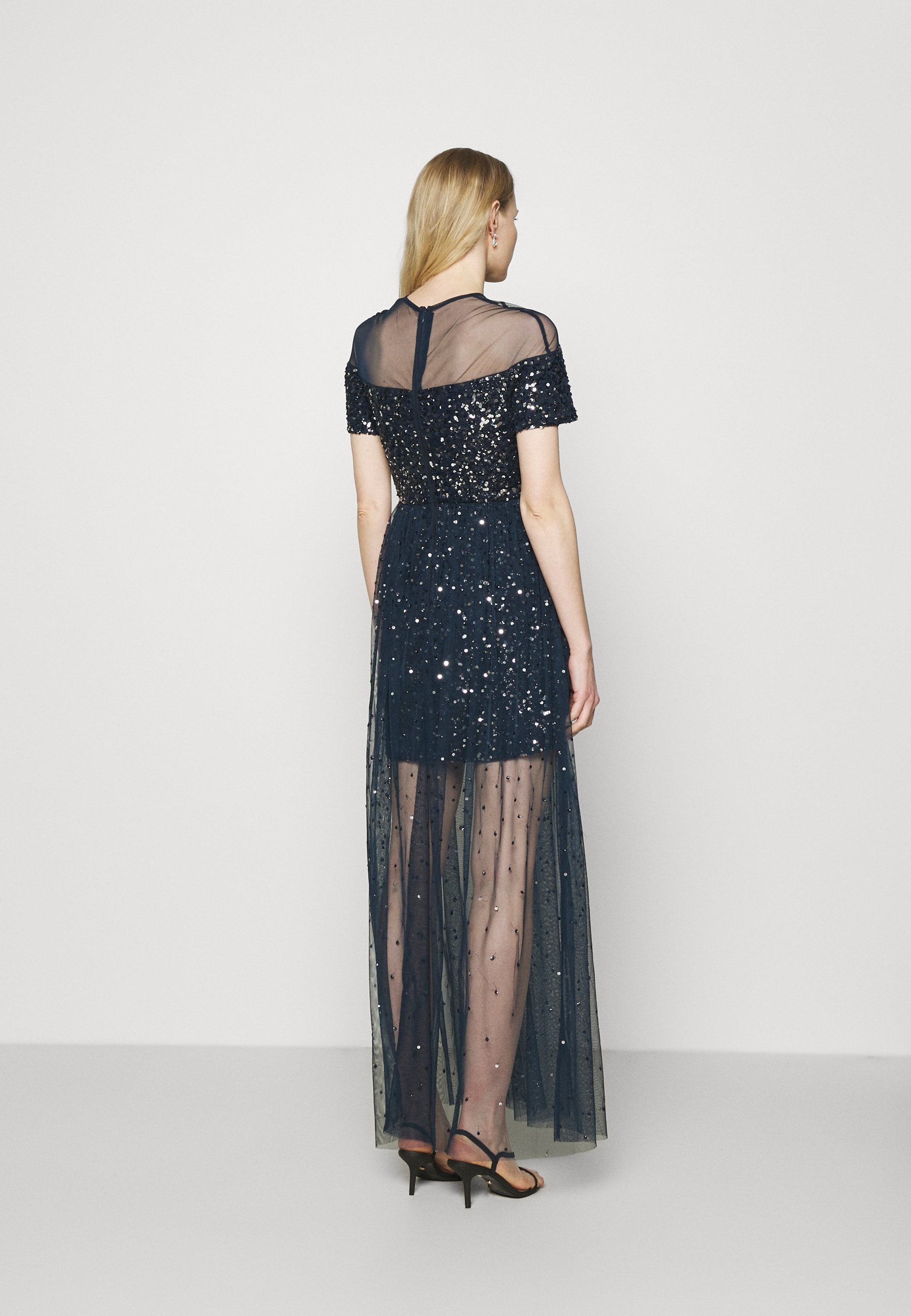 embellished maxi dress navy