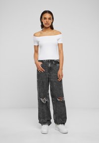 Urban Classics OFF SHOULDER  TEE 2-PACK - Paprasti marškinėliai - black/white