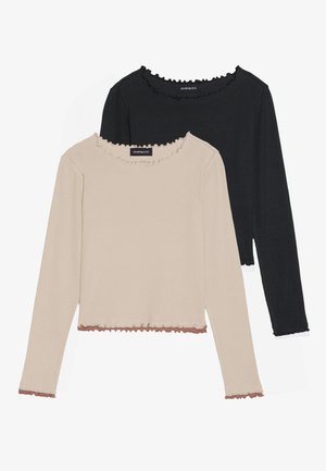2 PACK - T-shirt à manches longues - taupe,black