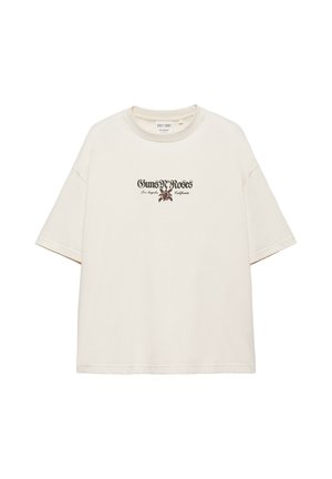 PULL&BEAR, RELAXED FIT GUNS N' ROSES APPETITE FOR DESTRUCTION - T-SHIRT - T-shirt imprimé - white