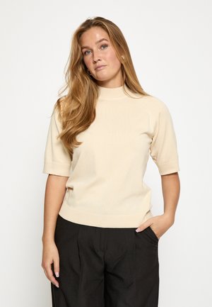 TANA MOCK NECK HALF SLEEVE  - Lihtne T-särk - whitecap grey