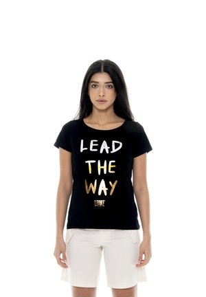 LEONE 1947, WOMAN SHOR SLEEVES CHIC - T-shirt imprimé - black