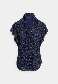 POLKA-DOT GEORGETTE TIE-NECK BLOUSE - Toppi - navy/white