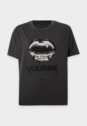 Zadig & Voltaire, TOMMER TOUR LIPS STRASS - Тениска с щампа - carbone