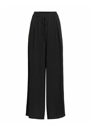 VILA, WIDE-LEG TROUSERS VISURASHIL MID-WAIST - Pantalon classique - black beauty