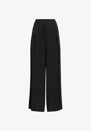 VILA, WIDE-LEG TROUSERS VISURASHIL MID-WAIST - Pantalon classique - black beauty