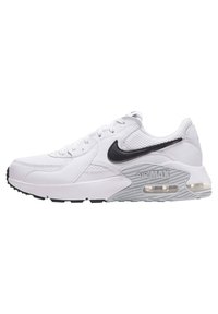 Nike Air Max sneakers in witte mesh en synthetisch materiaal, met een zwarte swoosh, zichtbare luchtgevoelige demping en een gestructureerde rubberen zool.