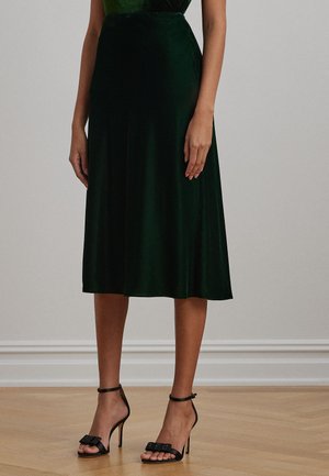 VELVET A LINE SKIRT - A-line skirt - emerald green
