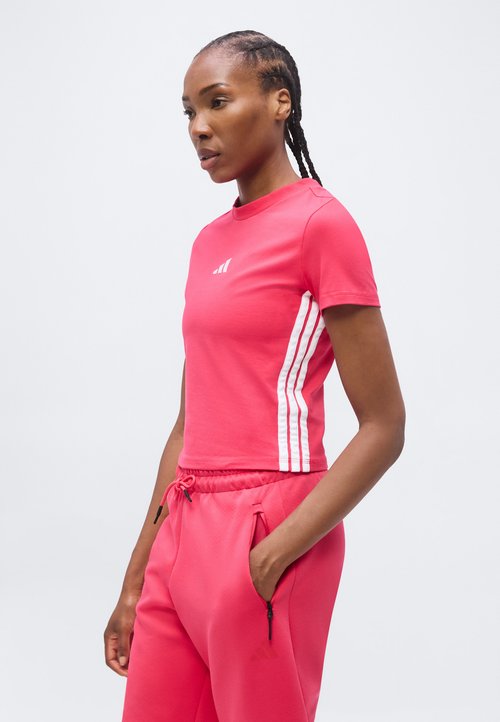 adidas ESSENTIALS 3 STRIPES SLIM BABY - Print T-shirt - power pink/white — photo 4