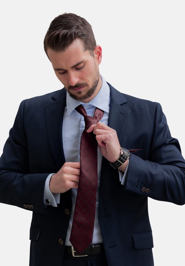 SET - Krawatte - Weinrot Quadrat