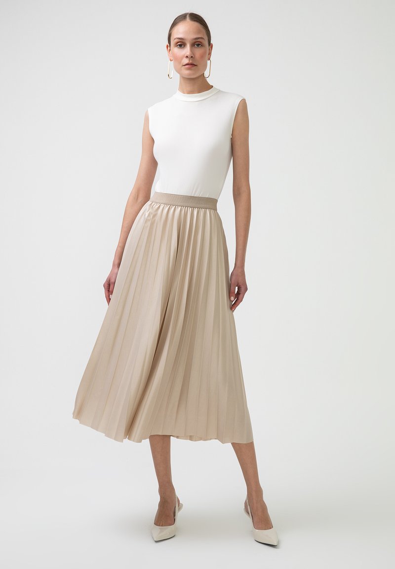 Damen Jeansröcke | Touché Privé Faltenrockbeige - FU93370 Damen Jeansröcke | Touché Privé Faltenrockbeige - FU93370