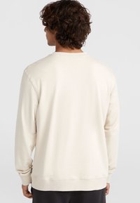 Beige sweatshirts met lange mouwen van een zachte katoenmix; geribbelde manchetten en onderrand; ronde hals; plain achterkant zonder patronen of accenten.