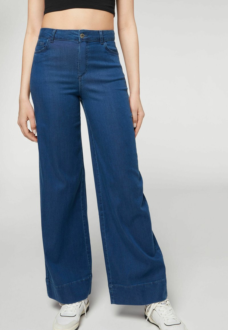 Jeans Palazzo Donna In Denim - Vita Alta, Cotone Elastico, Comodi E Alla Moda - Foto 5