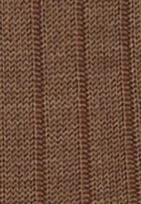 Tessuto a maglia marrone con un motivo a zigzag texturizzato e strisce verticali. Il materiale appare morbido con una tessitura leggermente irregolare.