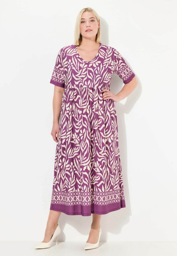 TWO COLOR BORDER PRINT EMPIRE POCKET - Jerseykleid - plum