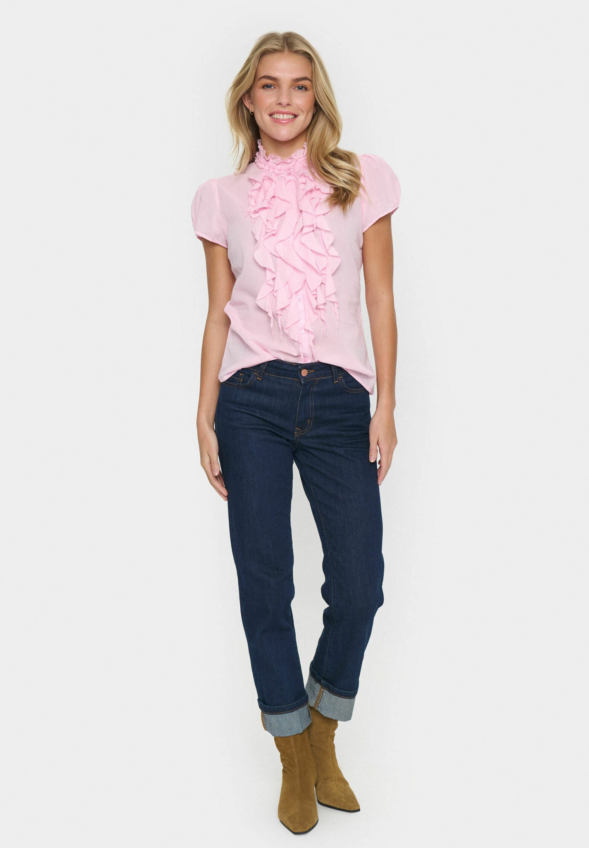 French Toast Mädchen-Bluse, Kurzärmelig, Rosa – Peter-Pan-Kragen, Aus 55% Baumwolle & 45% Polyester