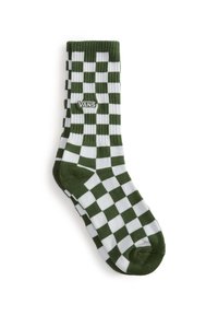 Calcetines de cuadros verdes y blancos con puño acanalado y puntera reforzada, con un logo de Vans en el lateral. Material de mezcla de algodón.