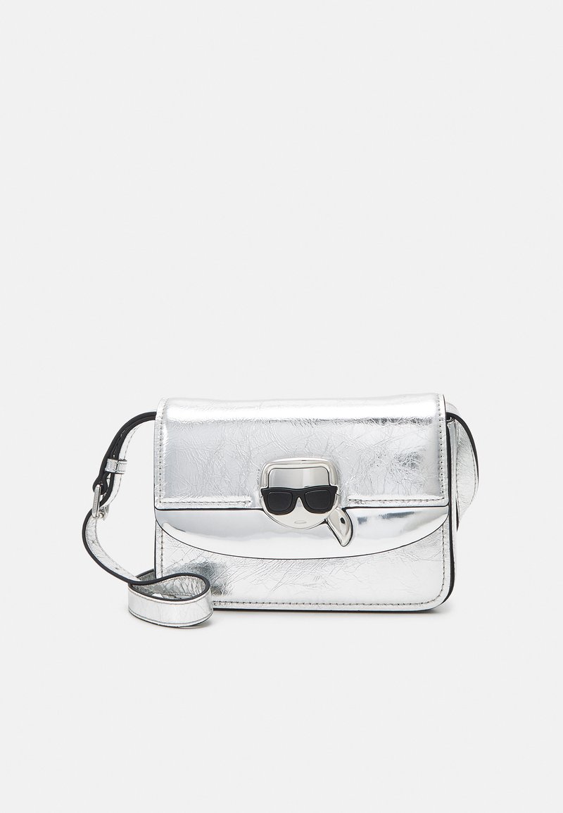 KARL LAGERFELD IKONIK LOCK FLAP Across body bag silver/silver