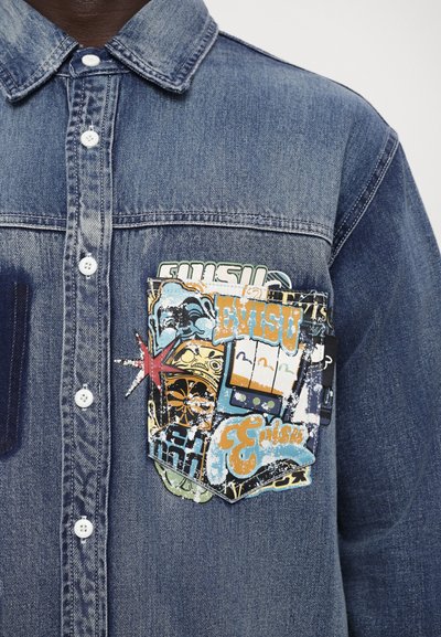 Evisu VIRTUAL VACATION PRINT & SEAGULL SHIRT - Camicia - dark blue denim