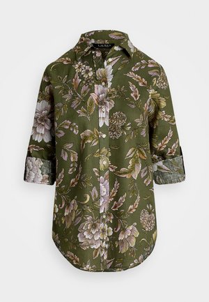 Lauren Ralph Lauren RELAXED FIT FLORAL LINEN SHIRT - Button-down blouse - olive