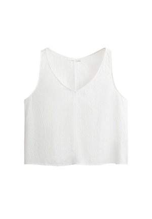 OYSHO LINEN V-NECK - Bluse - white