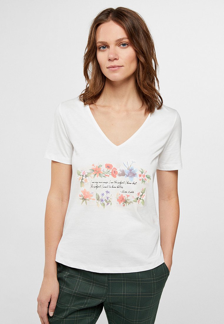 Cortefiel T-shirt print wit Cortefiel T-shirt print wit