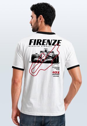 Neverless, HERREN T-SHIRT RETRO KONTRASTBUND - DESIGN FIRENZE MUGELLO - - Print T-shirt - weiß-schwarz