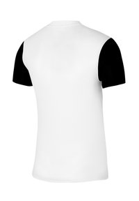 T-shirt a maniche corte con corpo bianco e maniche nere. Realizzato in tessuto testurizzato, presenta un collo rotondo e una vestibilità regolare.