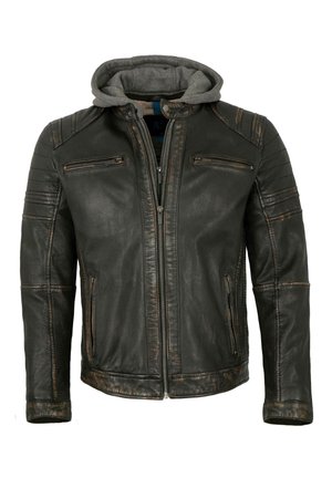 ZENON - Leather jacket - schwarz beige
