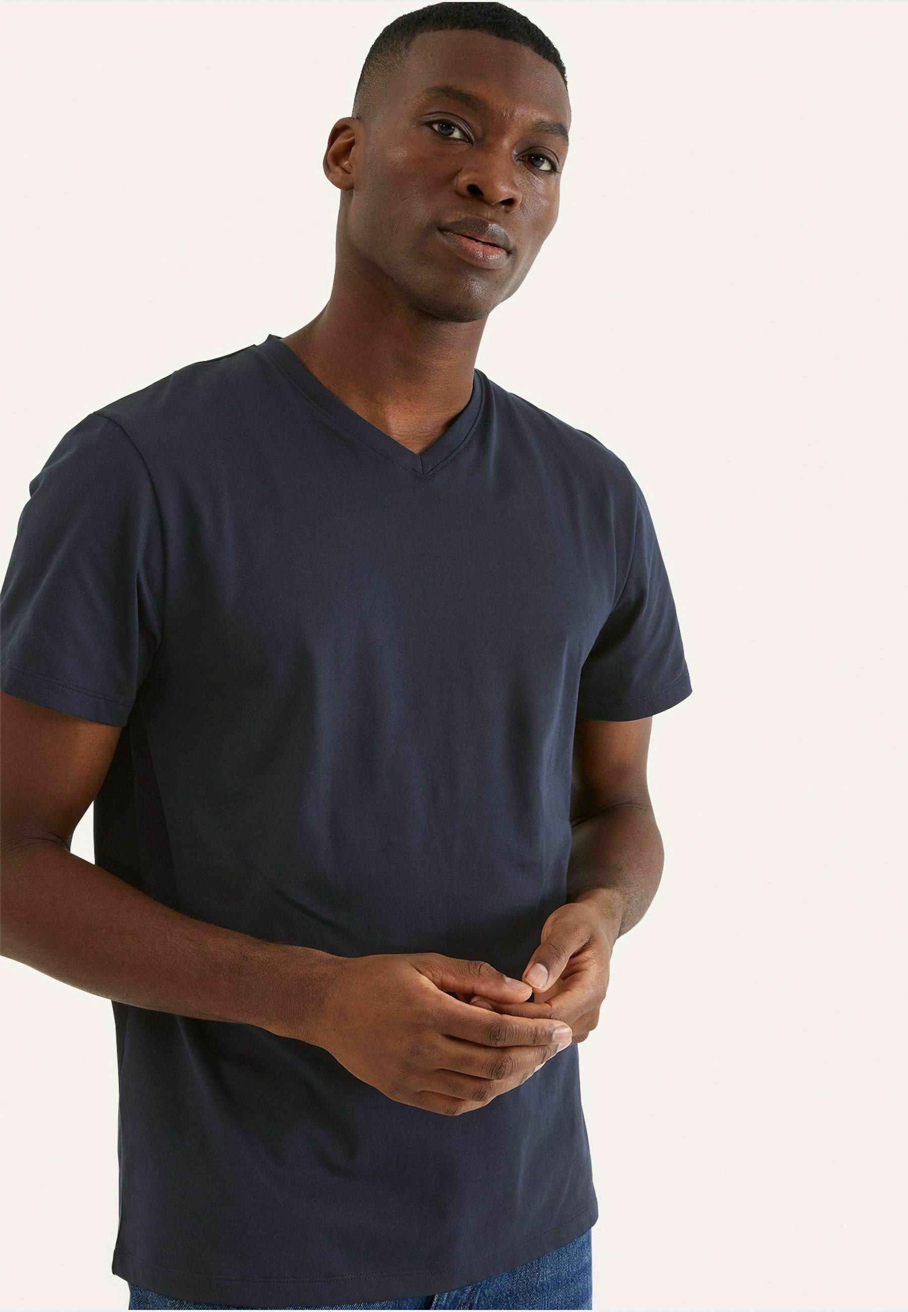 Kappahl V-NECK - Basic T-shirt - dark blue - Zalando