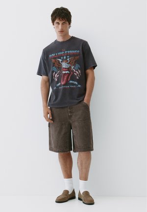 PULL&BEAR, ROLLING STONES TOUR OF THE AMERICAS '75 - T-SHIRT - T-shirt imprimé - dark grey