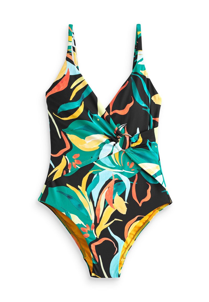 Next RUCHED TUMMY CONTROL WRAP SWIMSUIT Badpak black tropical/zwart